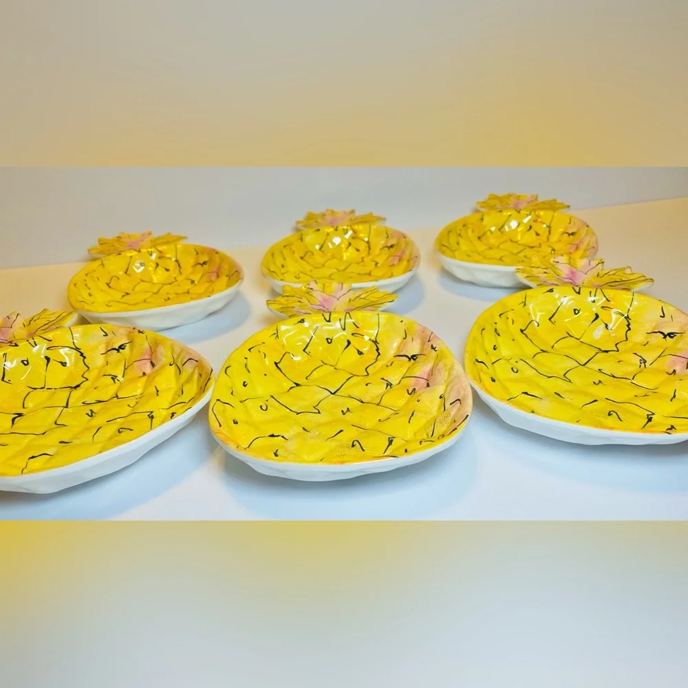 Pineapple Melamine‎ Serving Set Tropical Outdoor Pool Party Set of 6